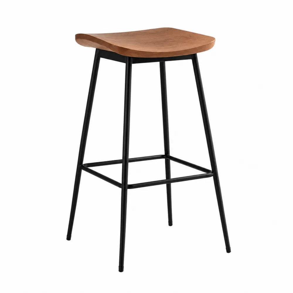 Taburete de Madera y Metal Negro de 75 cm
