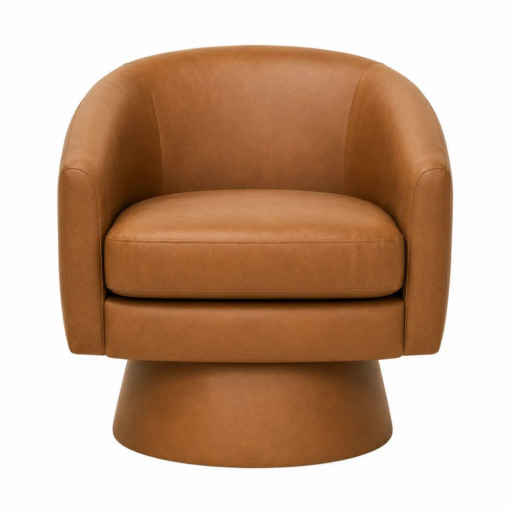 Sillón giratorio de piel sintética marrón
