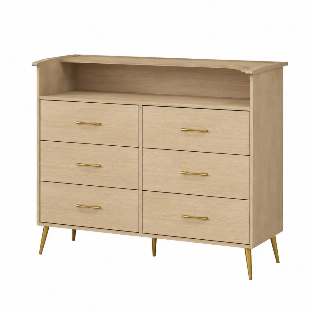 Cajonera de Madera con 6 Cajones Beige