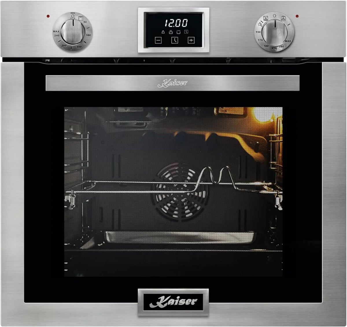 Kaiser, Ovne, EG 6372 Bygning-i gasovn 60 cm selv- tilstrækkelig 79L - cirkulerende luft, Sort / sølv, 60 cm, 79L, 4 × 59, 4 × 55