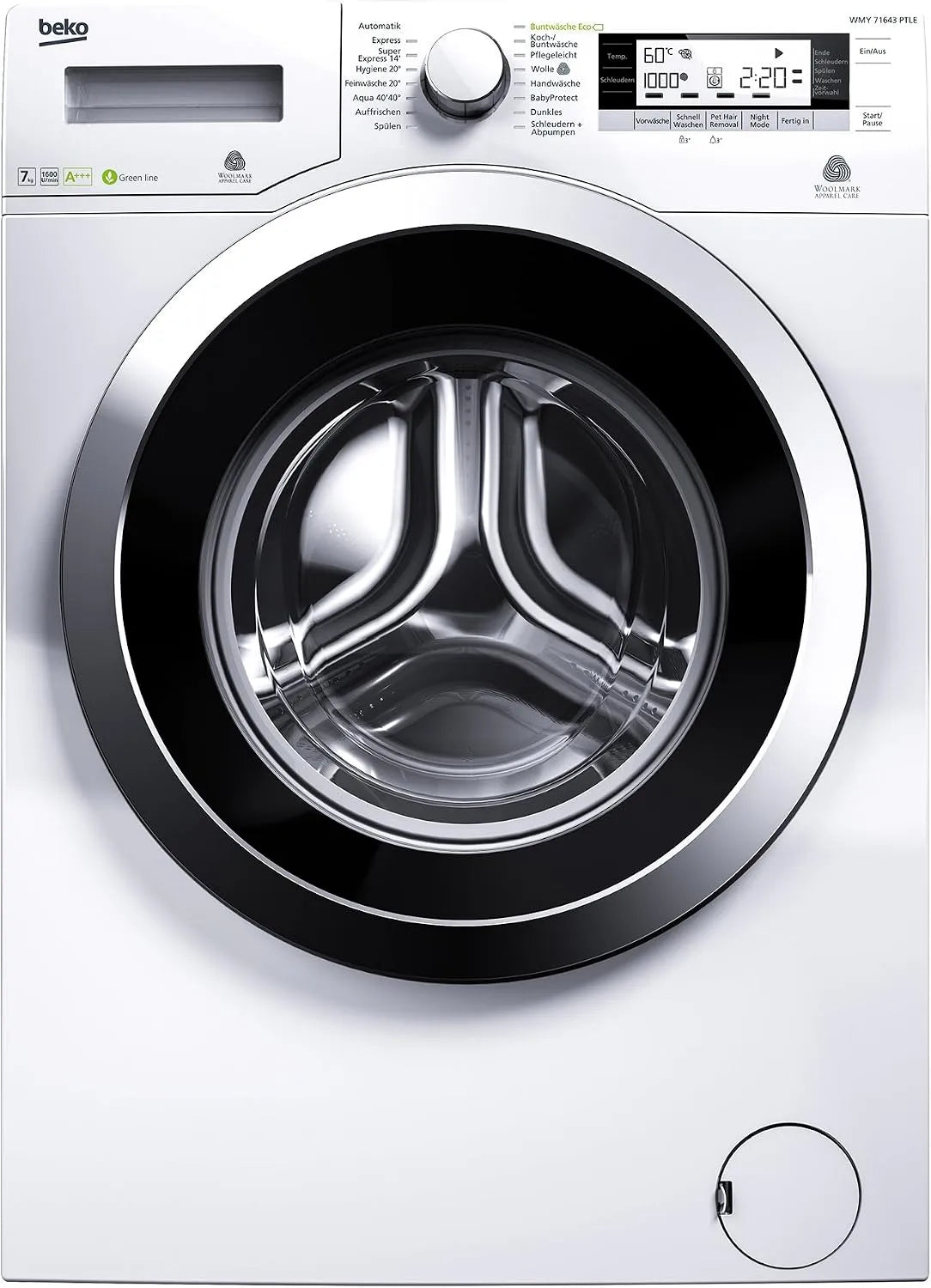Beko, Vaskemaskiner, WMY 71643 PTLE vaskemaskine FL / A + + + / 171 kWh / år / 1600 UpM / 7 kg / 9020, Hvid, 171 kW, 7 kg, 9020 L, 34 cm