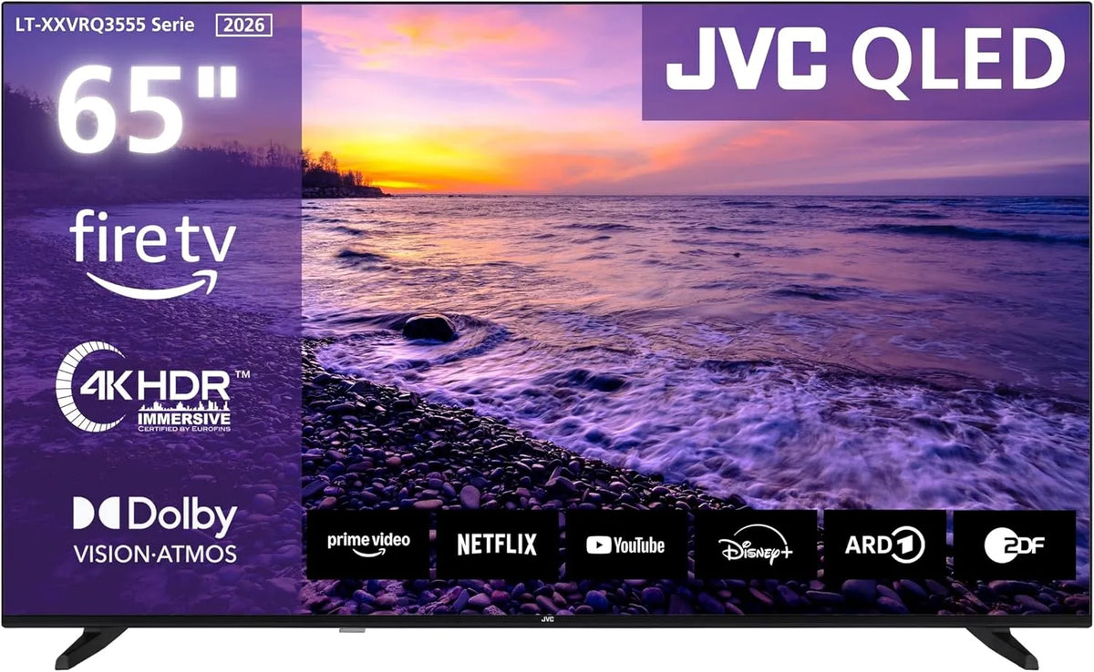 JVC LT-65VRQ3555, Smart-tv, LT- QLED TV 65 tommer Fire TV 4K UHD opløsning Smart TV, Sort, 65V, QLED, 4K, 164 cm