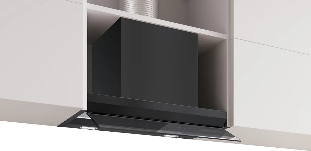 Bosch DBB67DP60, Emhætter, Serie 6, Integreret Design Hood, 60 cm, Klart glas Trykt sort, Matter Sort, 20 kg, 10 kg, 3 W