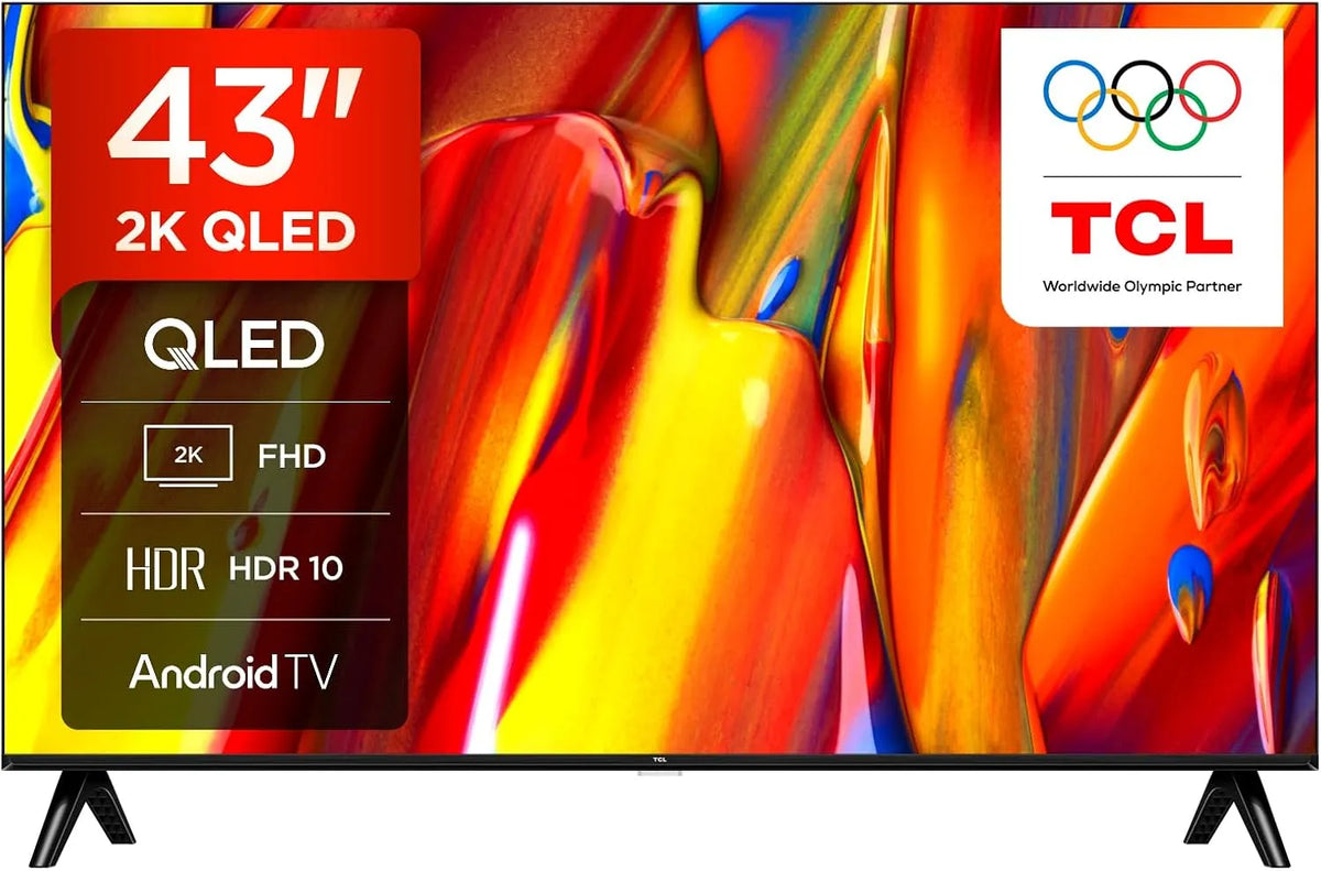 TCL 43V5C, TV'er, 43 tommer Fuld HD Smart QLED Direkte LED-tv med Android TV & HDR - Kompatibel med, Sort, 43V, QLED, Full HD