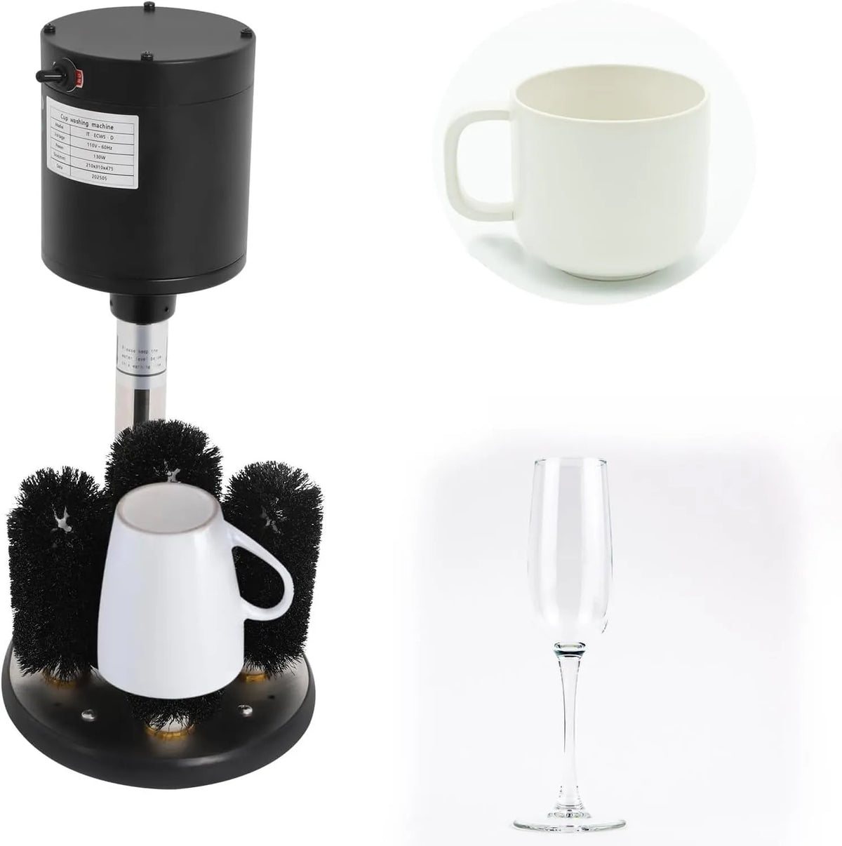 ORIDLECTAL, Opvaskemaskiner, Koper rengøringsmidler, vin glasrensere, glasopvaskemaskine: 5 børster, 130 W, Gennemsigtig, 7, 5 cm, 10 cm