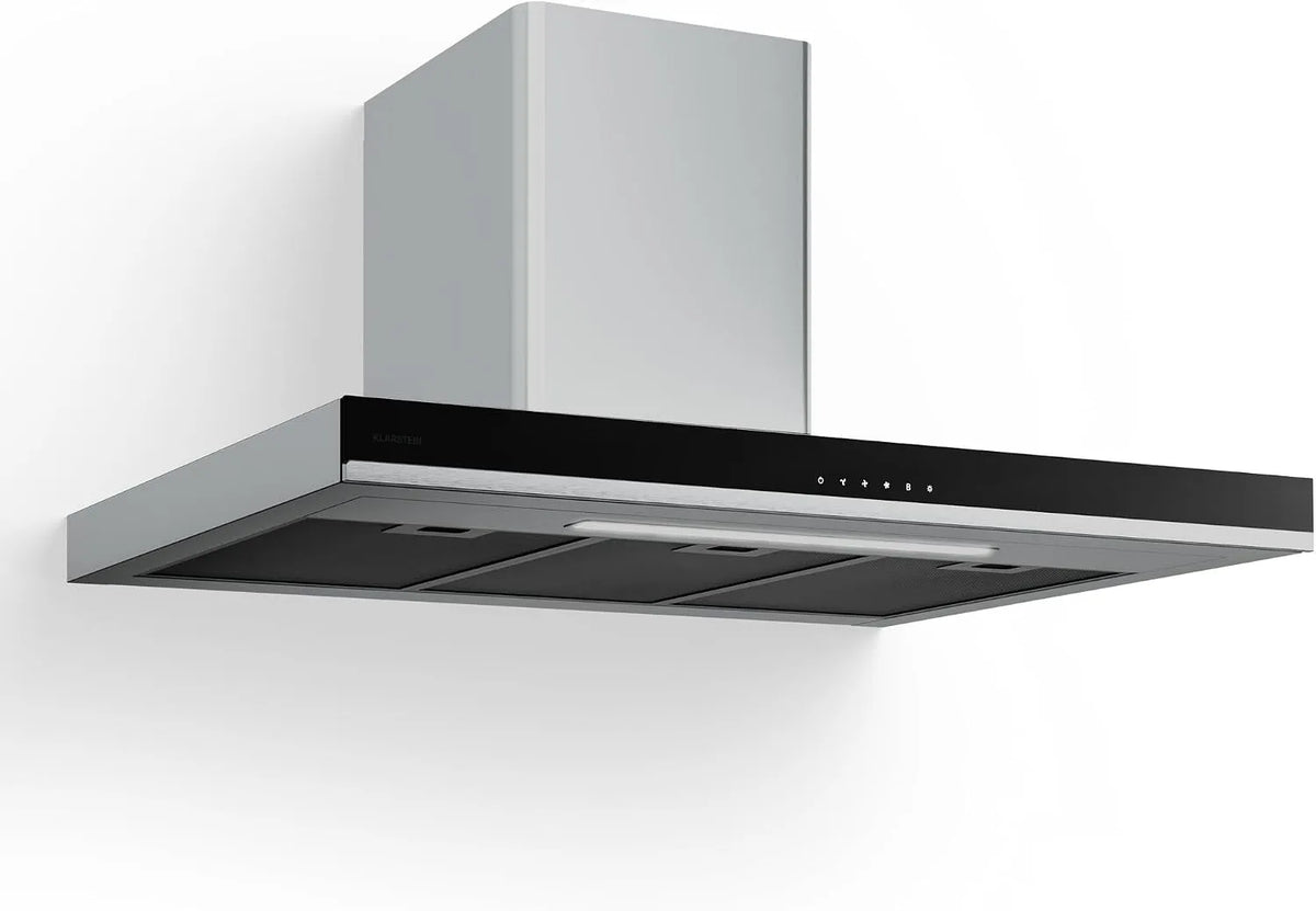 Klarstein, Væghængte emhætter, 3+Boost Verosteel rækkevidde hætte 90cm - 881, 6 m3 / h, A + + energieffektivitet, Sølv, 90cm, 90 × 50, 6 × 56 cm