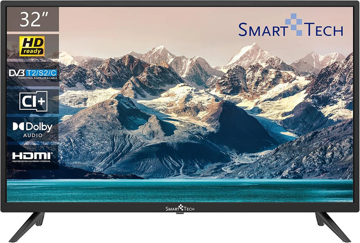 Smart Tech DVB-C SMT32N30HC1L1B1, TV'er, /-S2/-T2 80cm (32 tommer) LED-tv (HD, Triple Tuner ( / -S2 / -T2), 60 HZ, HDMI, Sort, 1L, 80cm