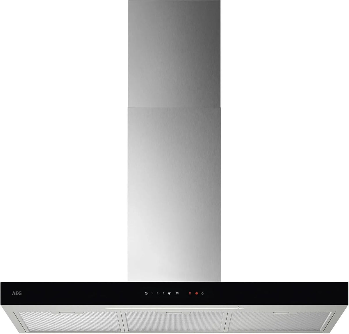 AEG GB67D91HL, Væghængte emhætter, område 6000 med ventilationsfunktion 90cm - Pejs hætte med glas - Udstødning og, Sølv, 90cm, 74 dB