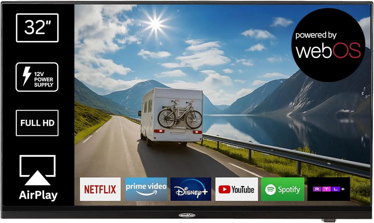 REFLEXION LDDX32IBT-Black, Smart LED-tv 32 tommer / 80cm, LG webOSHub, campingvogn / mobilhjem / camping /, Sort, 80cm, 230 V, 1920 x 1080, 12 v