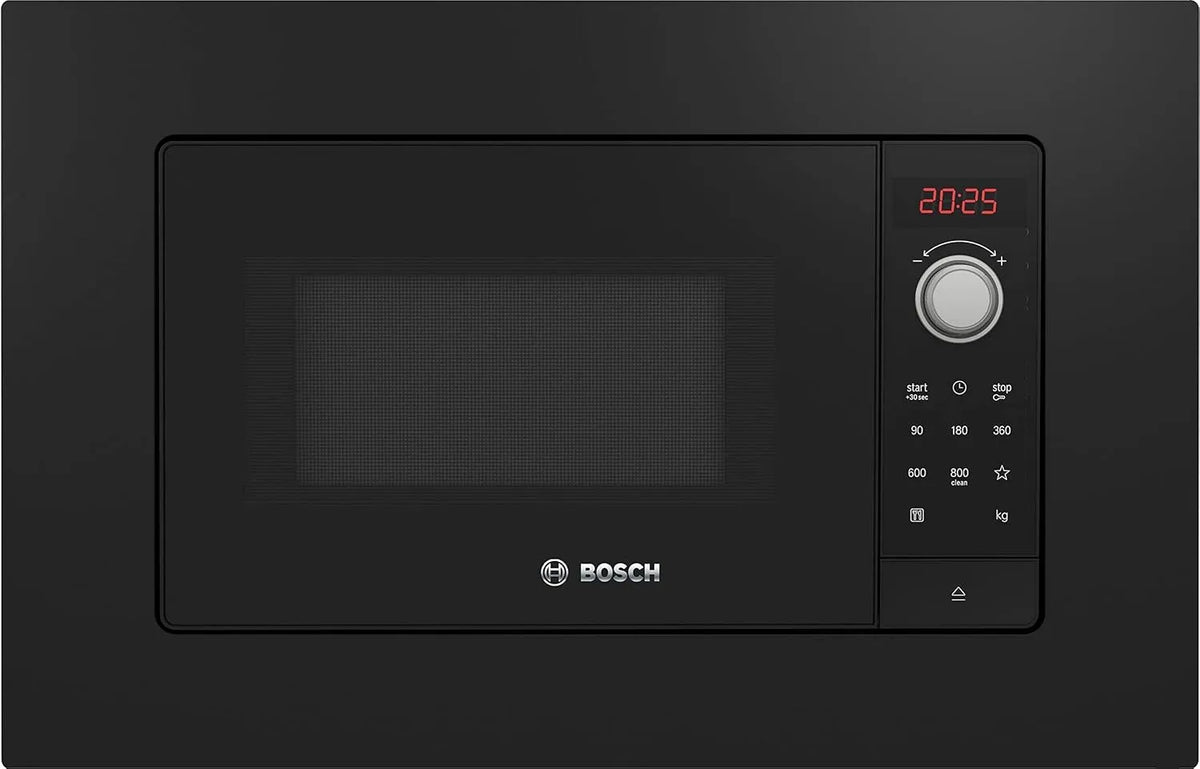 Bosch BFL623MB3, Multifunktionelle mikrobølgeovne, serie 2 bygget i mikroovn, 38 x 60 cm, 800 W, drejelig 27 cm, dørstop til, Sort