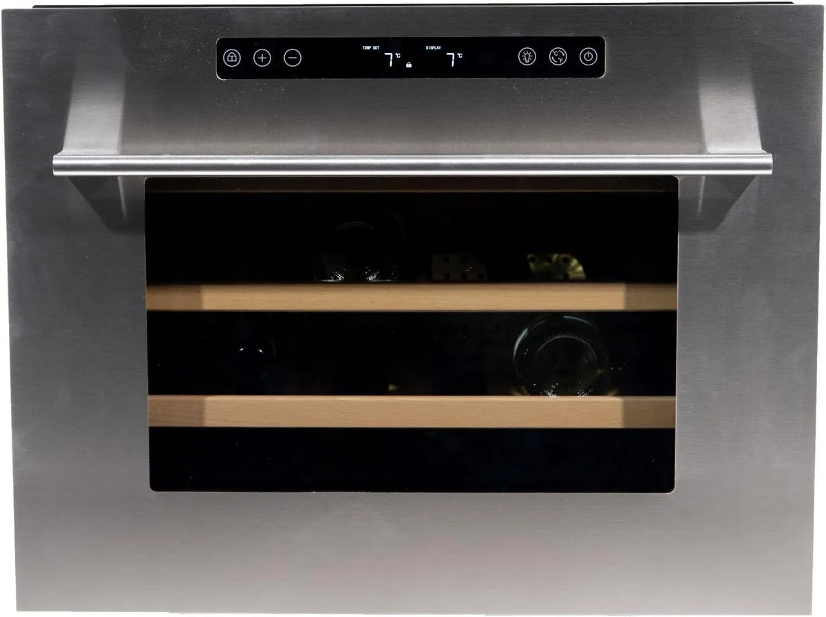 Vinata WK-55A-RVS WK-55A, Vin- og champagnekølere, RVS med rustfrit stål glasdør -24 flasker vin aircondition vin køleskab, glas træ, Sølv