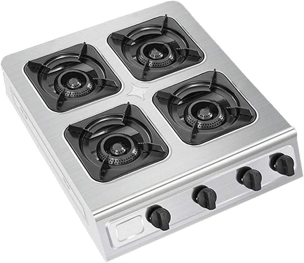 Generisch 4-Loch-Gastronomie-Brenner 4-huls, Robust gas komfur - gastronomi brænder til udendørs brug med støbejern LPG, Sort, 570 mm, 470 mm