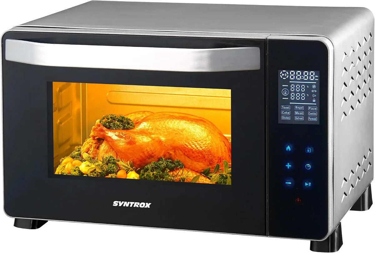Syntrox Germany BO-1500W-RO-25L, Miniovne, Syntrox Tyskland 25 liter Digital rustfrit stål Mini Stand ovn med cirkulerende, Sølv, 1500W, 25L