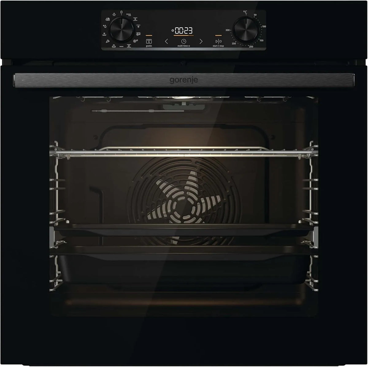 Gorenje E13BG, Ovne, 738415 OptiBake BOS 6737 Build- in ovn / 77L / varm luft / ExtraSteam /, Sort, 77L, 5 x 59, 5 x 56, 2G