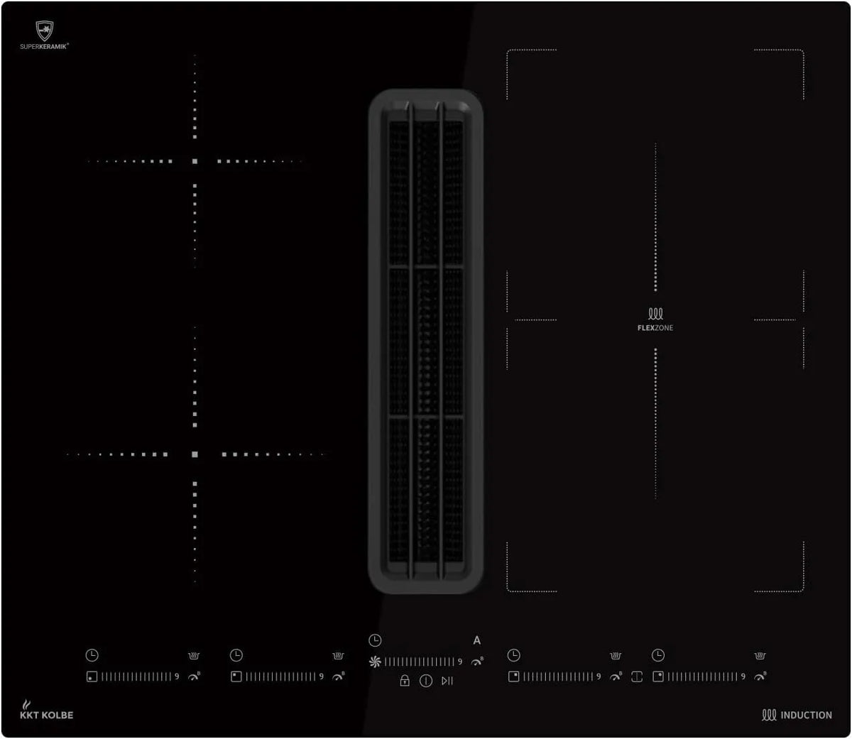 KKT KOLBE IND600DRAFT IND600UDKAST, Kogeplader, induktionspuster med rækkevidde, 60 cm, sort, 7, 4 kW