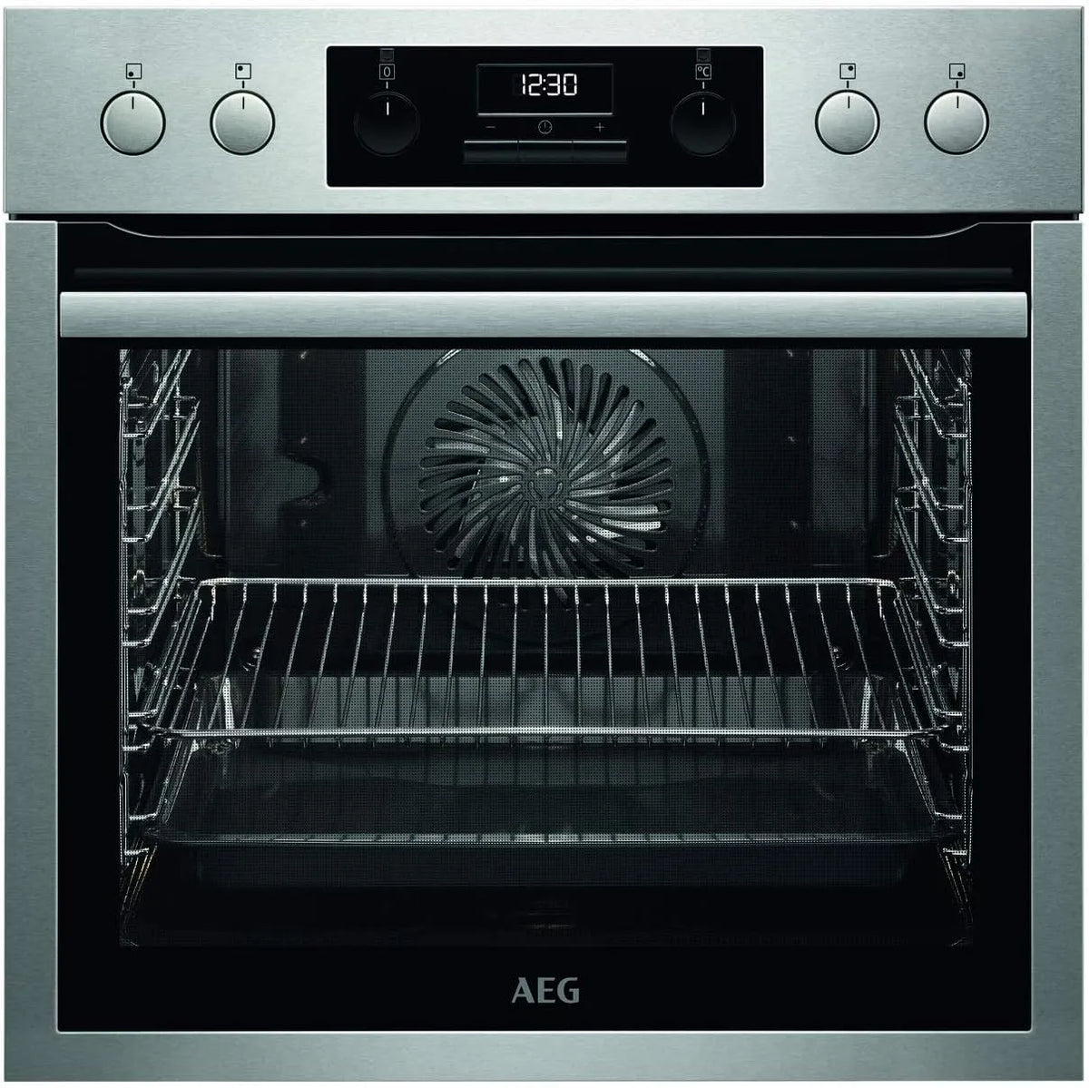 AEG EEB331010M, Ovne, installationskomfur / grill-funktion / skærm med ur / A, Sort, 8 V, 71 l