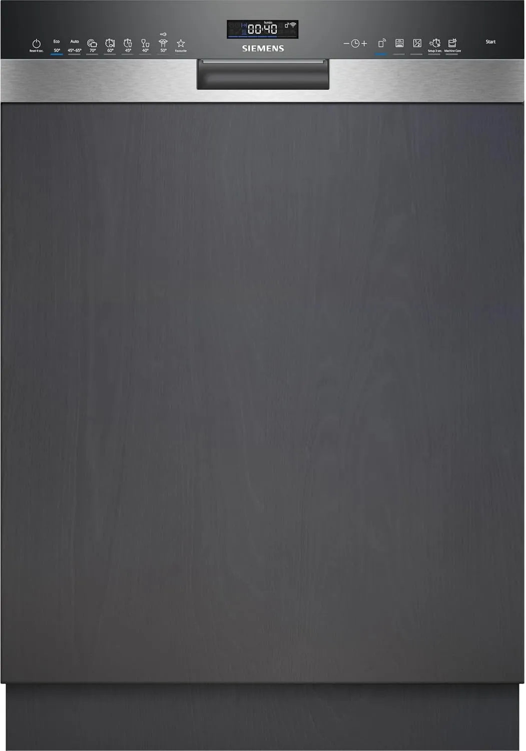 Siemens iQ500 SN55ES12CE, Opvaskemaskiner, 60 cm, Smarter Semi- integreret opvaskemaskine 60 cm, Sølv, 54 kW, 9 l, 42 dB