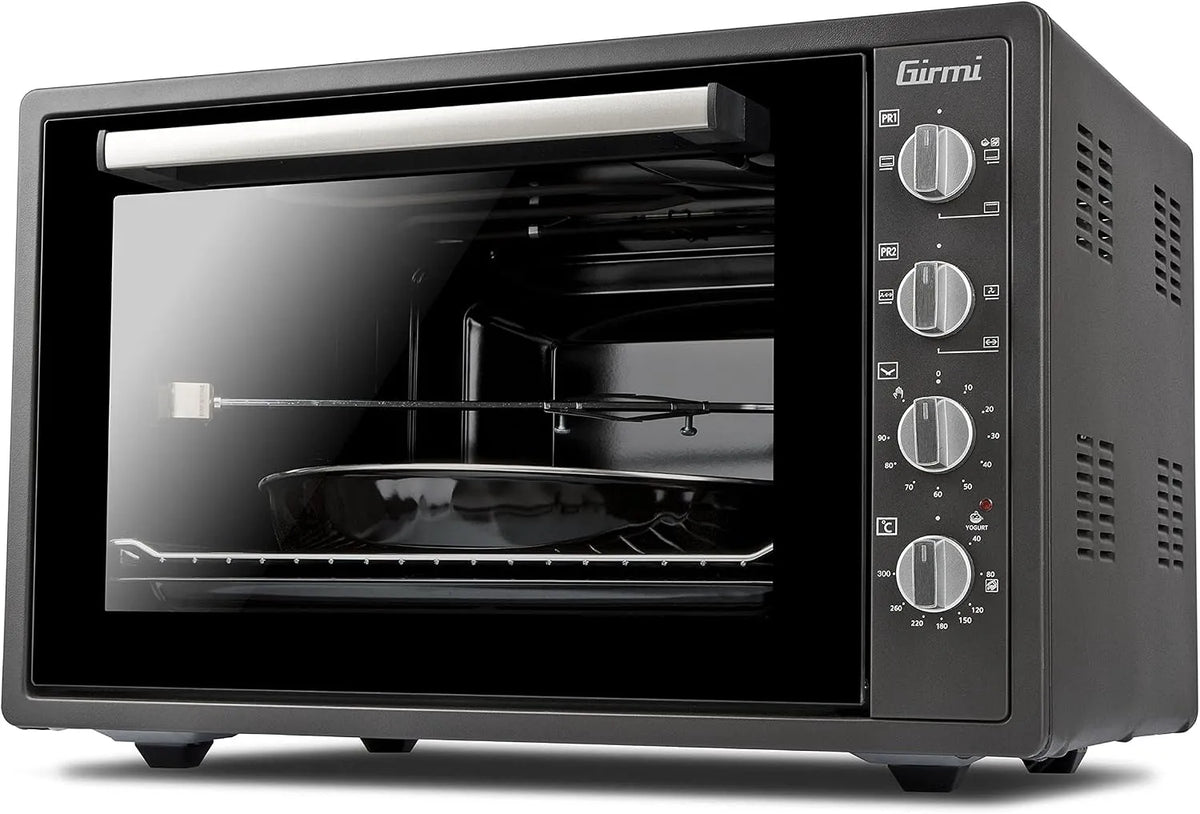 Girmi FE58, Ovne, cirkulerende luft ovn med roterende skeer, 300 ° C, 58 liter, 1800 W, interiør, Sort / sølv, 58 l, 41 cm