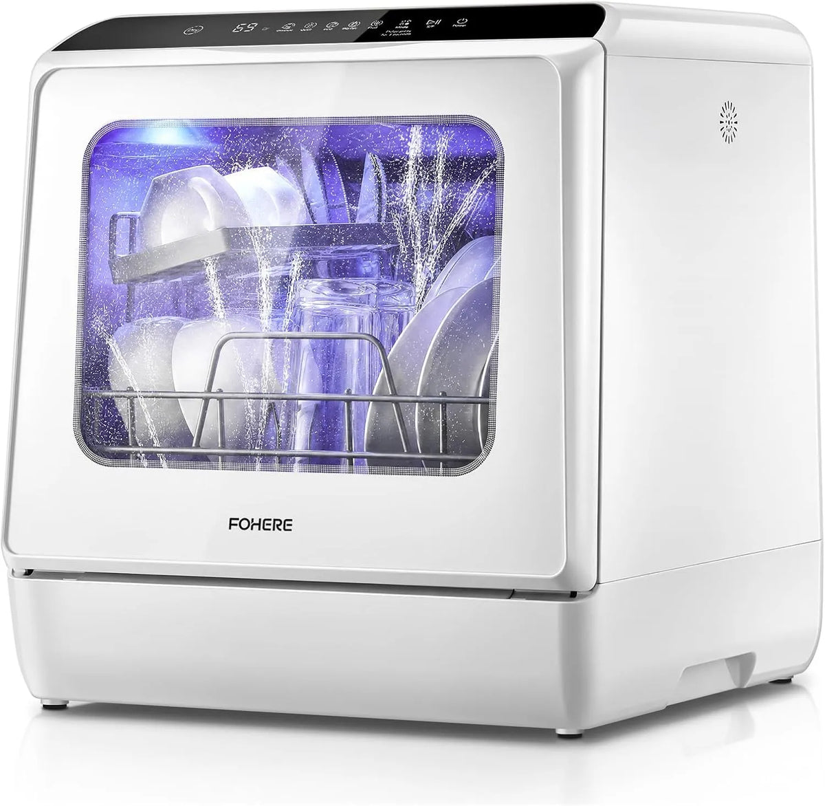FOHERE, Bordopvaskemaskiner, Mini bordopvaskemaskine 5L Vandtank uden installation til Camping, Hvid, 5L, 42 x 43 x 46 cm, 1 V