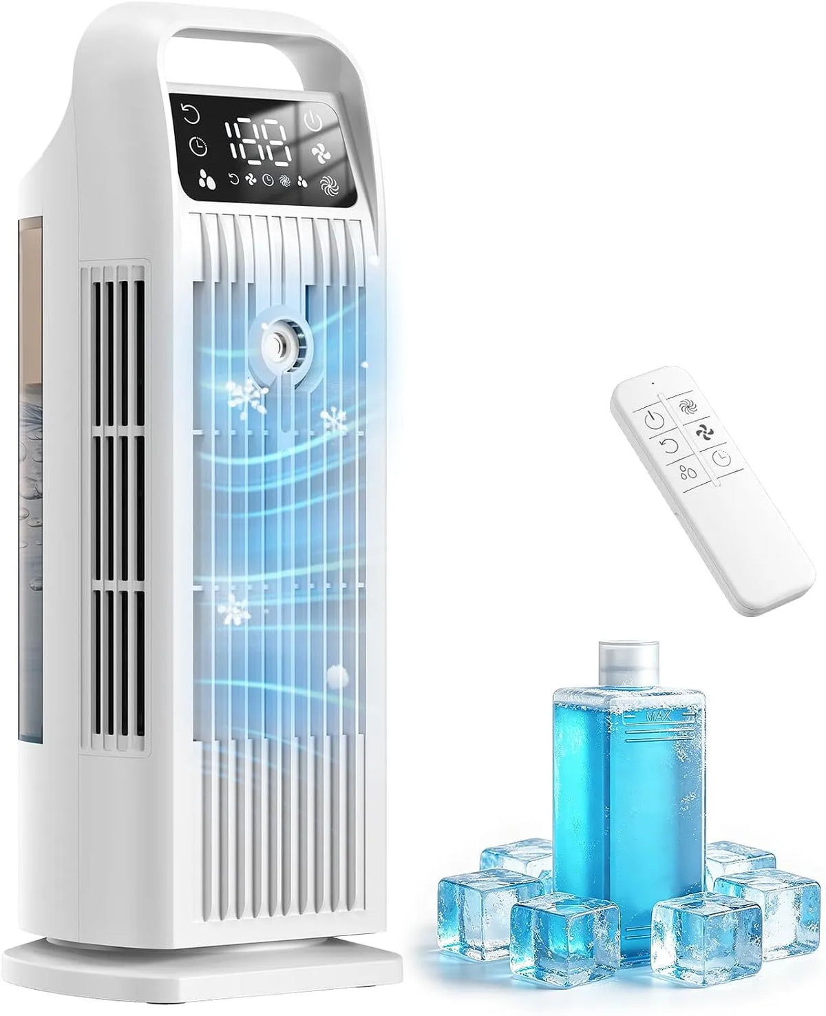 Zenolix, Mobile klimaanlæg, Mobile aircondition 6 i 1, bærbar, stille, med luftkøler 1200 ml, 1-12 timer 4, Hvid