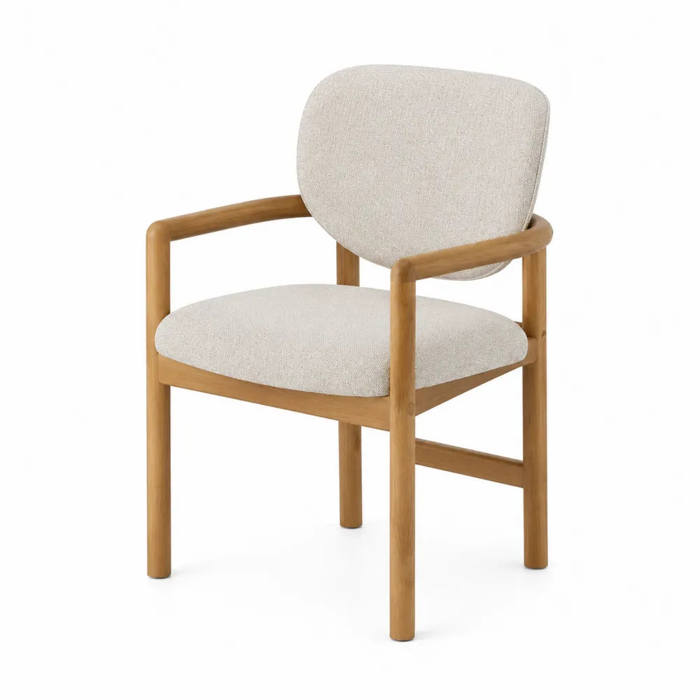 Silla de roble con asiento de poliéster beige 50x55x80 cm