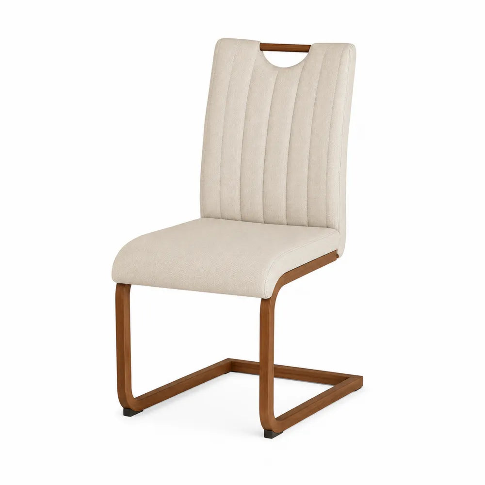 Silla de madera y poliéster beige