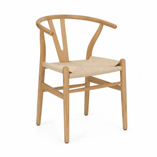 Silla de madera de roble con asiento de cuerda de papel