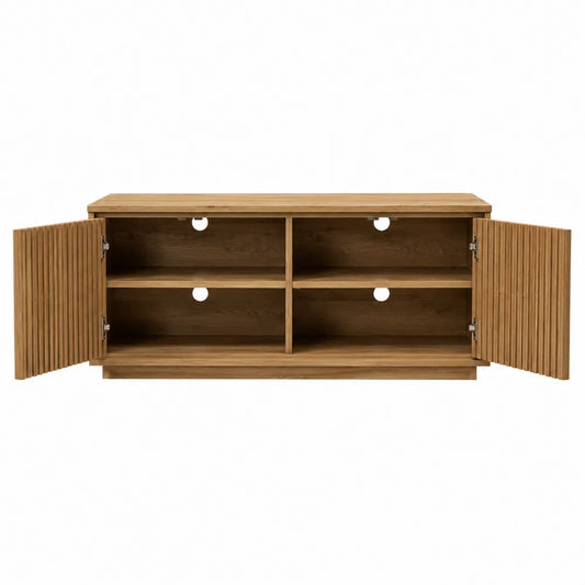 Mueble de madera maciza de roble con puertas y estantes