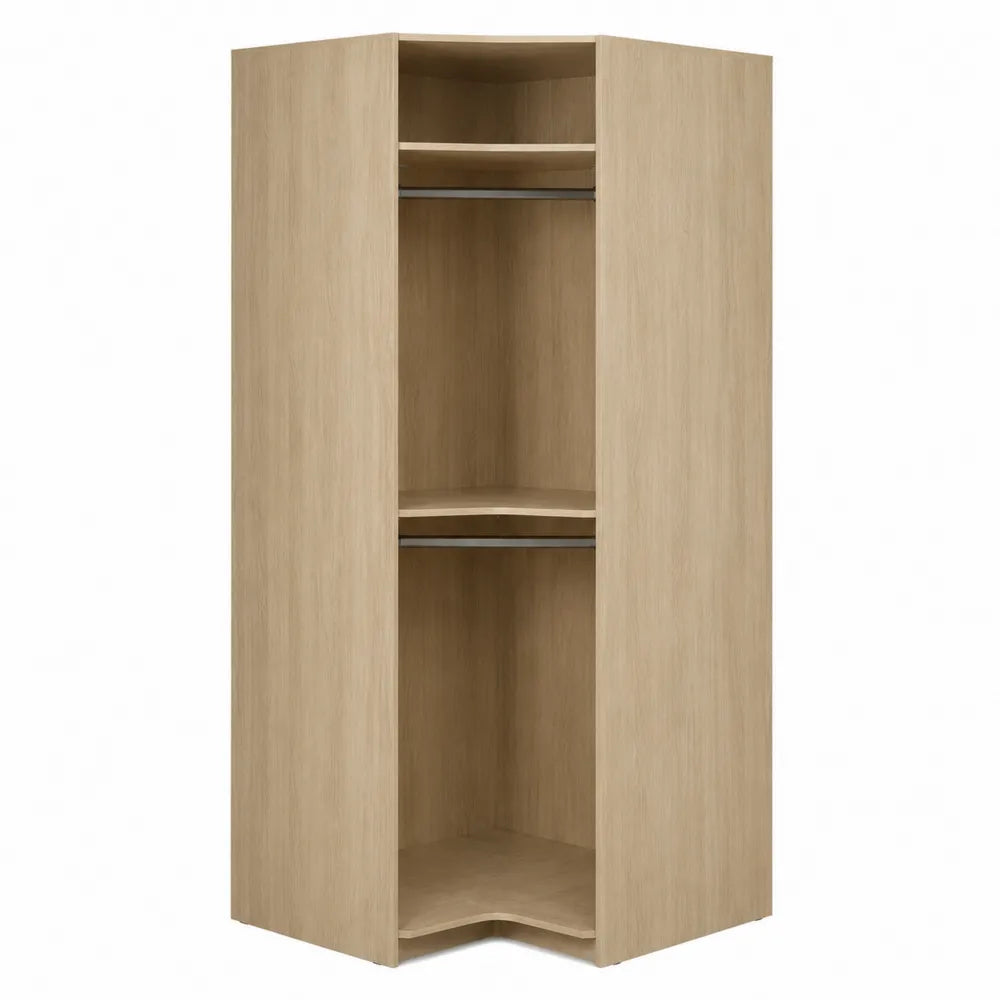 Armario esquinero de madera roble claro 180x60x60 cm