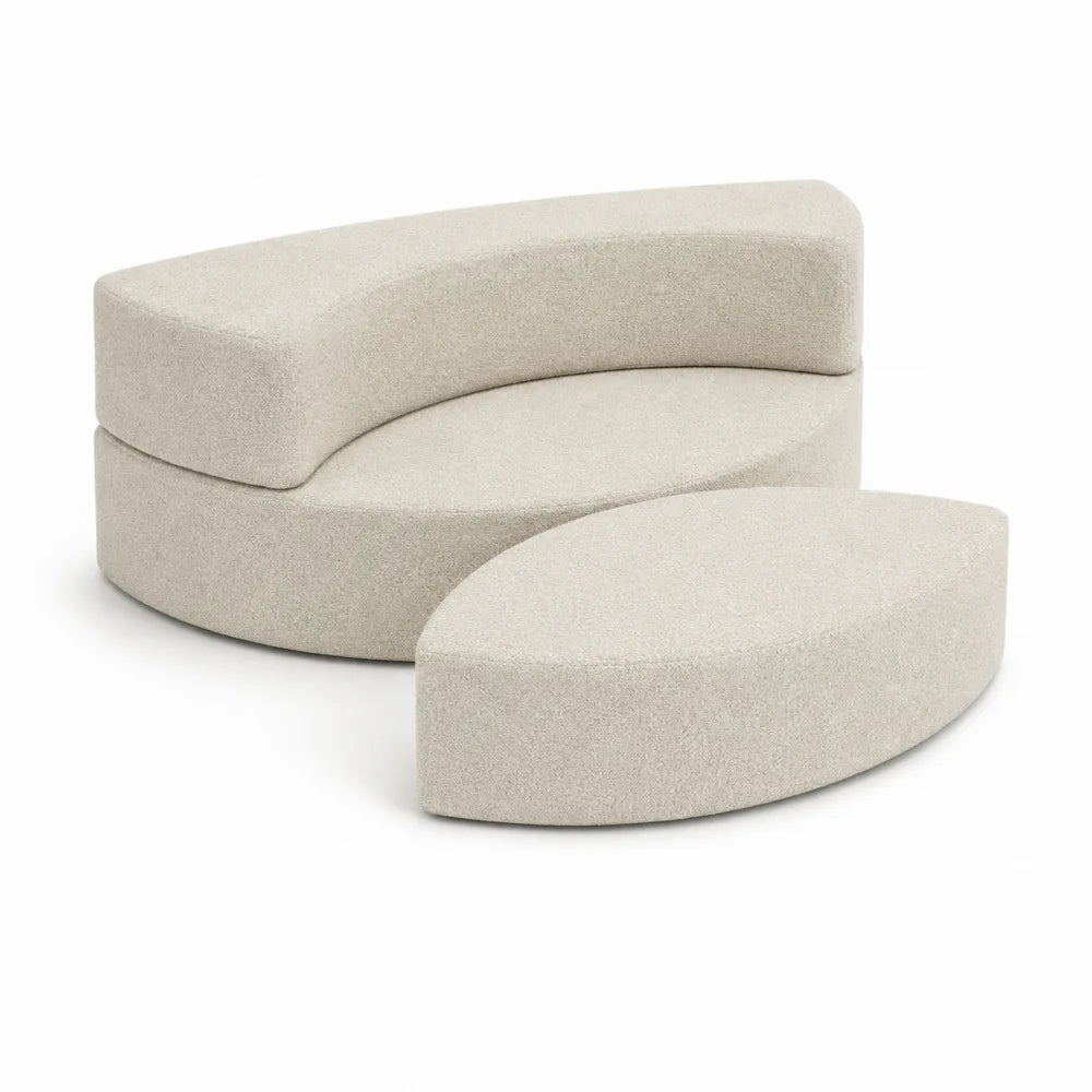 Sofá modular semicircular de tela beige