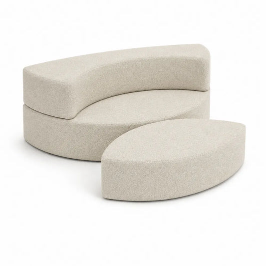 Sofá modular semicircular de tela beige