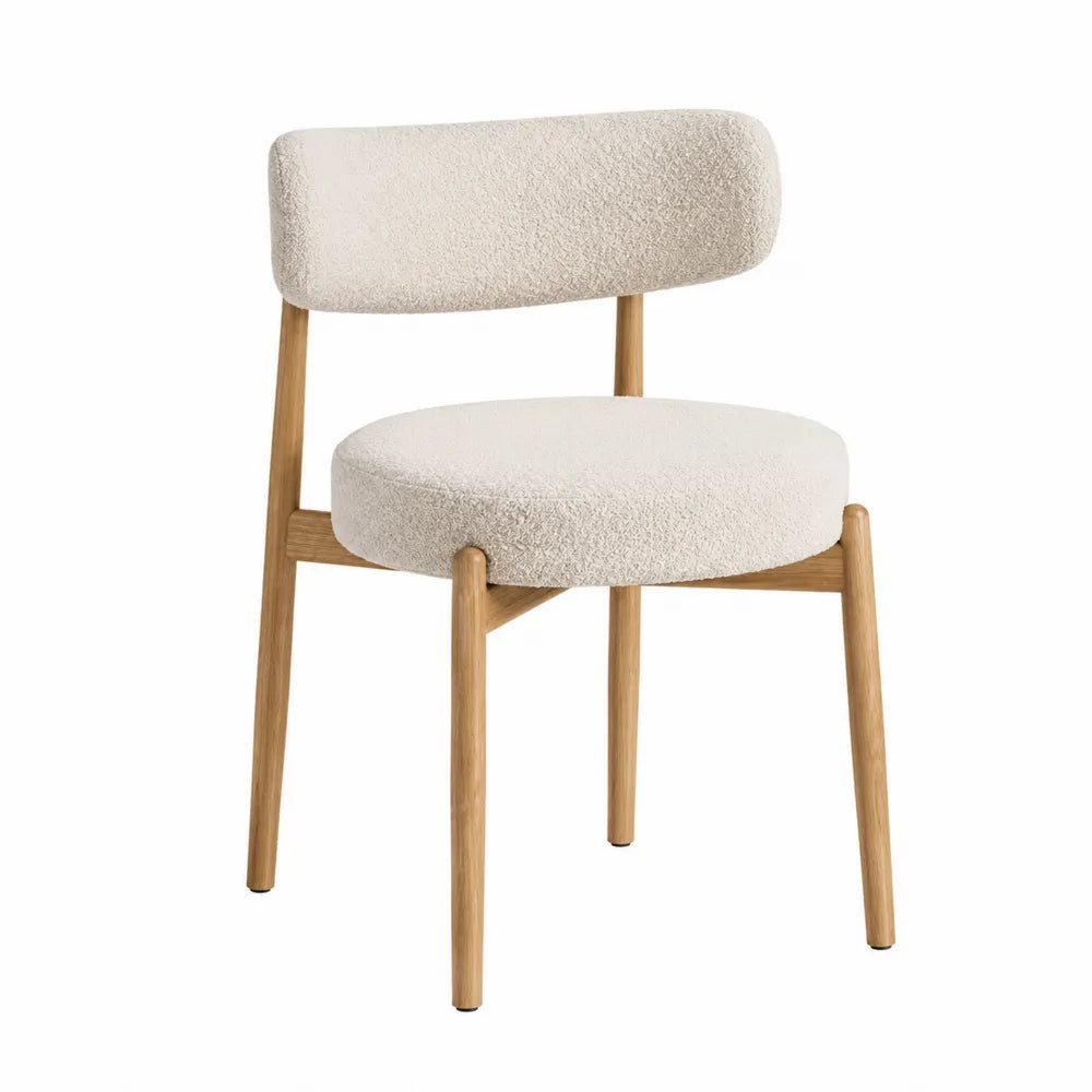 Silla de comedor con tela de poliéster y estructura de madera de roble