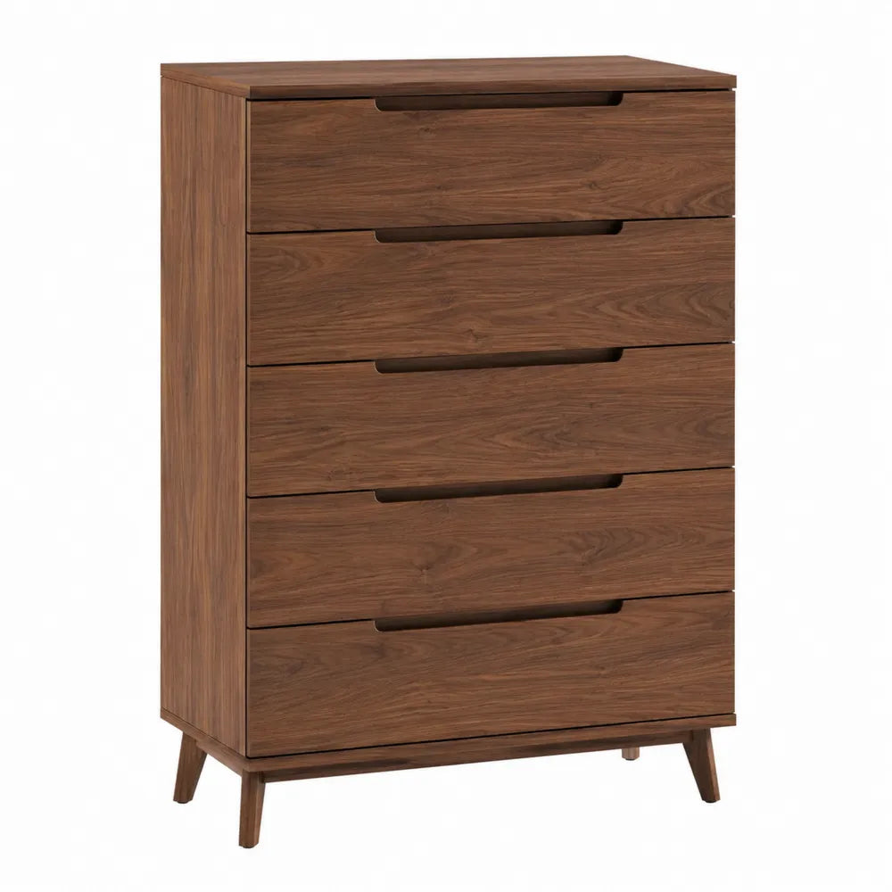 Cajonera de 5 cajones de madera chapada en nogal