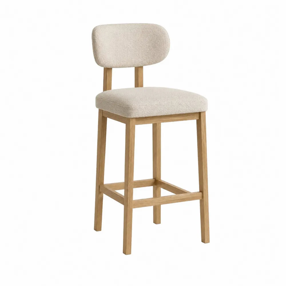 Taburete de bar de madera y tela beige 104x50x45 cm