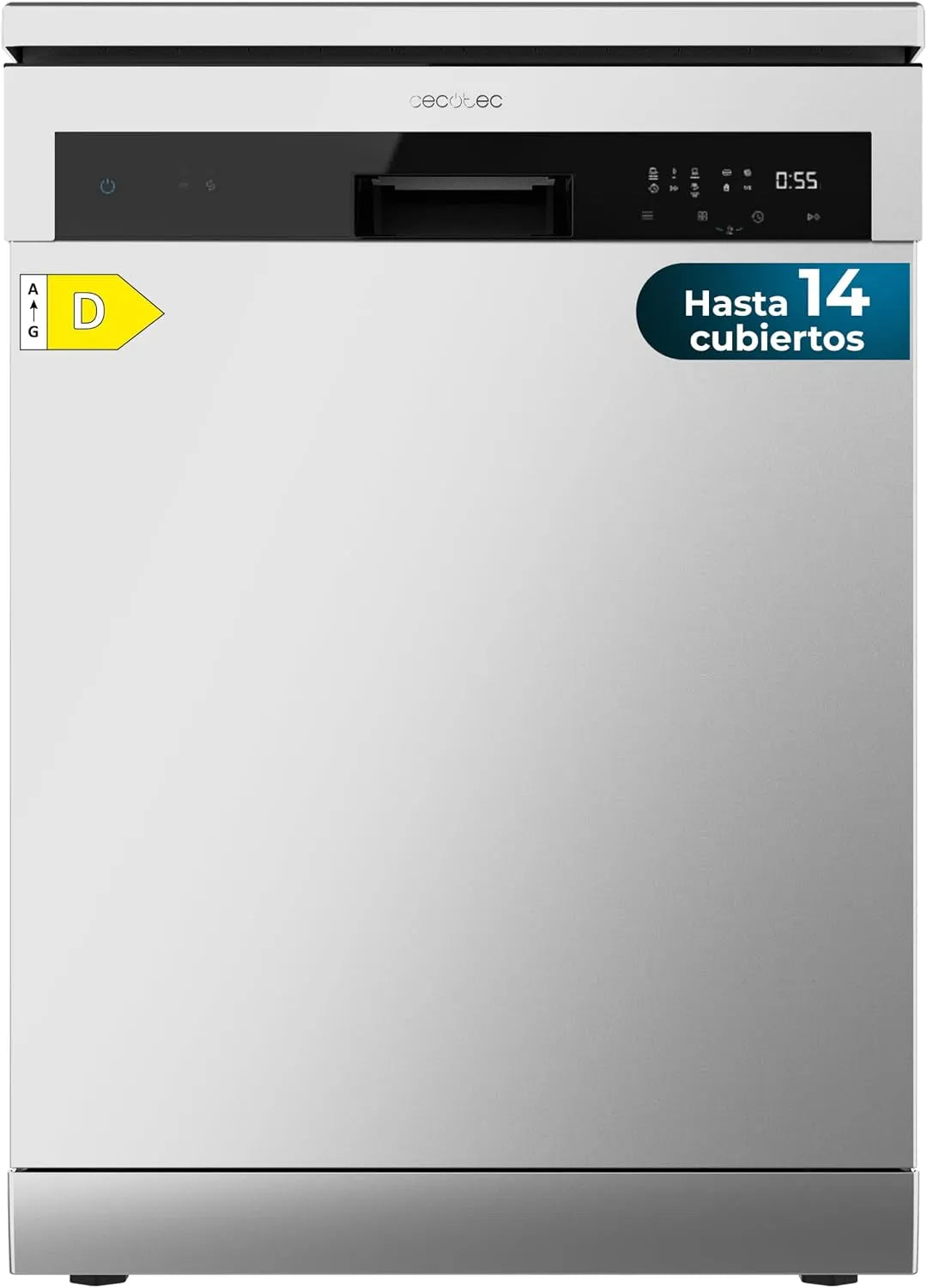 Cecotec, Opvaskemaskiner, 60 cm, 60 cm Bolero Aguazero 6200 Inox D. klasse D, 14 place indstillinger, 6 programmer, Sølv