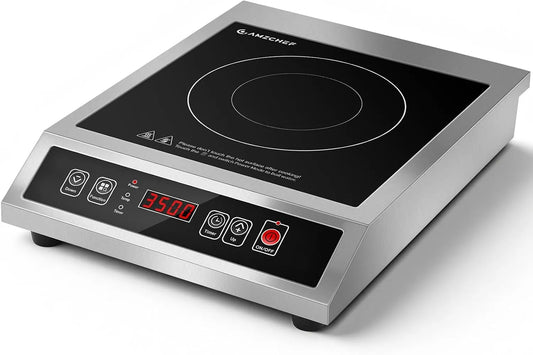 AMZCHEF 10H-Timer, Kogeplader, Kommerciel induktionsplade 3500W, induktionsplade 1 plade, 21 effekt & 20, Sort, 3500W, 1 g, 300W, 230mm