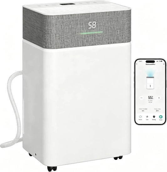 JUMMICO 20L/Tag, Luftaffugtere, luft affugter 20L / dag Smart WLAN Timer, Hvid, 20L, 38 dB, 4.3L