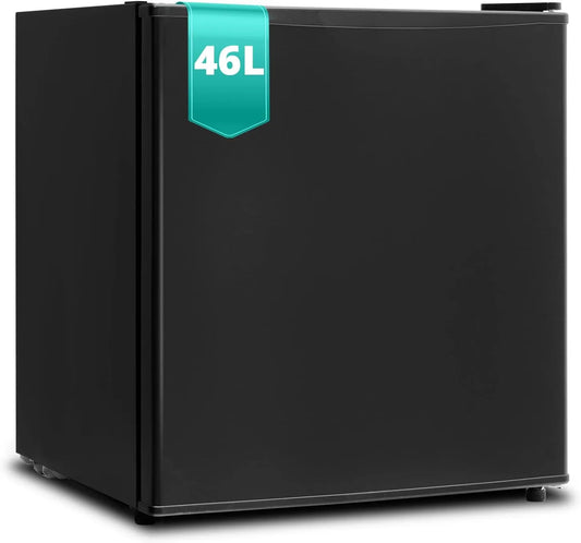SMETA 6-Stufen 6-trins, Minikøleskabe, 46L Mini Køleskab, Klein Køleskab Leiser 39dB, Mini Køleskab termostat 0-10 ° C, Sort, 46L, 39dB, 45 cm