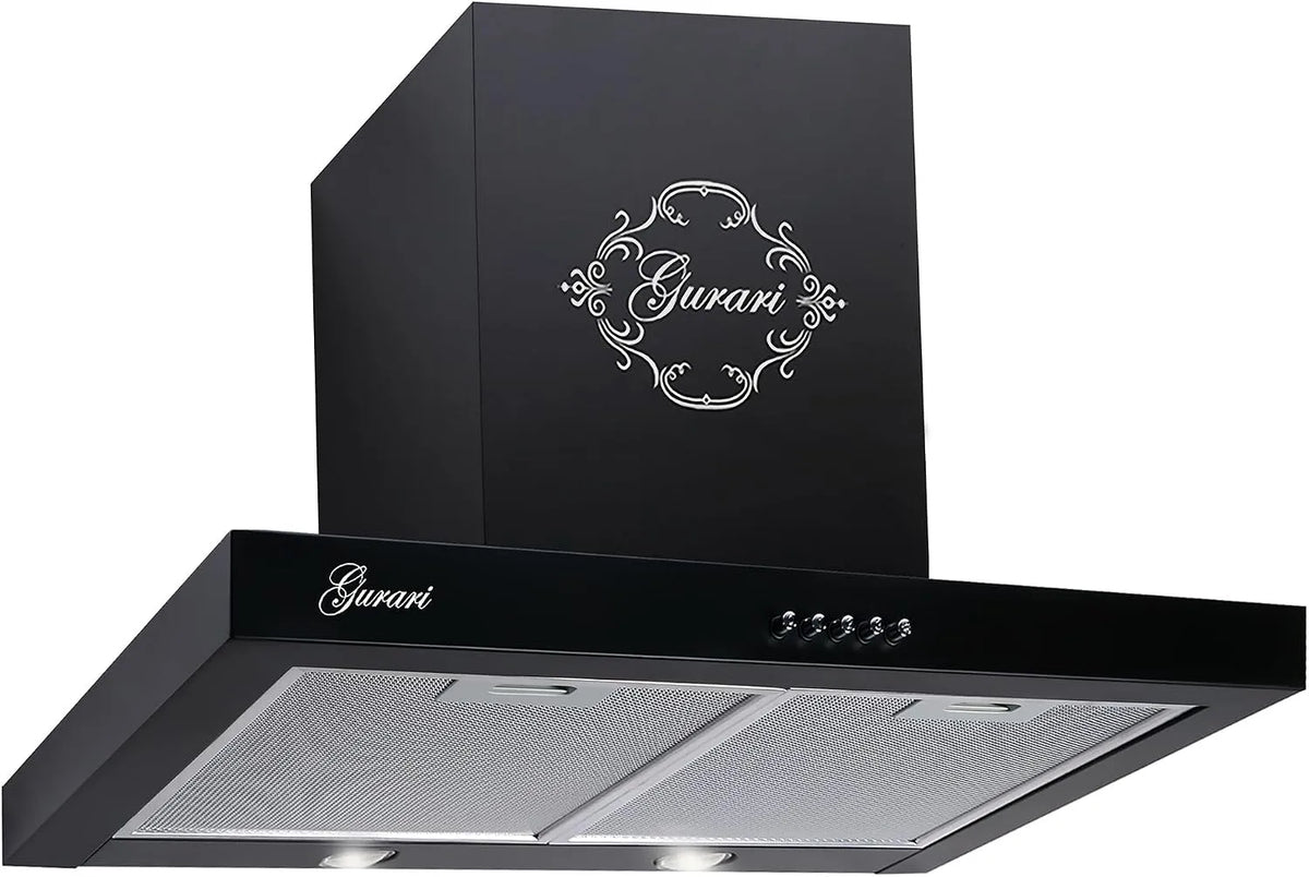 Gurari, Væghængte emhætter, væghætte GCH F 461 BL 6 Sort rækhætte 60 cm, Sort / sølv, 60 cm, 150 mm, 120 mm, 600 mm