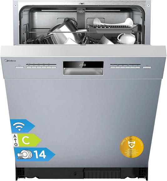 Midea, Opvaskemaskiner, 60 cm, Mid opvaskemaskine underbygning 60cm opvaskemaskine bygning-i 14 tailor- gjort, Sølv