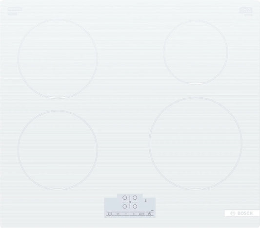 Bosch 4-Zonen PUE612BB1E, Kogeplader, Serie 4 induktionshabs 60 cm 4 zoner Standard hvid, Hvid, 60 cm, 1 kW