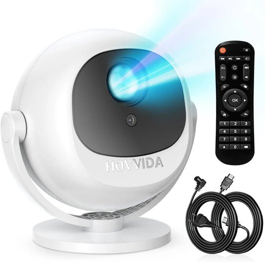 HOVVIDA 1080P, Projektorer, HOGVIDA Beamer 2025 Bærbart projektor, Elektrisk Fokus, Kompatibel med 4K, WiFi, Sort, 4K, 2, 4 G, 5 G, 6 G