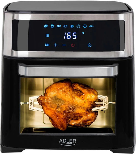 Adlereurope, Miniovne, Eagle AD 6309 Mini Oven 13 L, 2500 W, varmluftsfritter med LCD-skærm, miniovn, Sort / sølv, 13 L, 1 V, 50 l