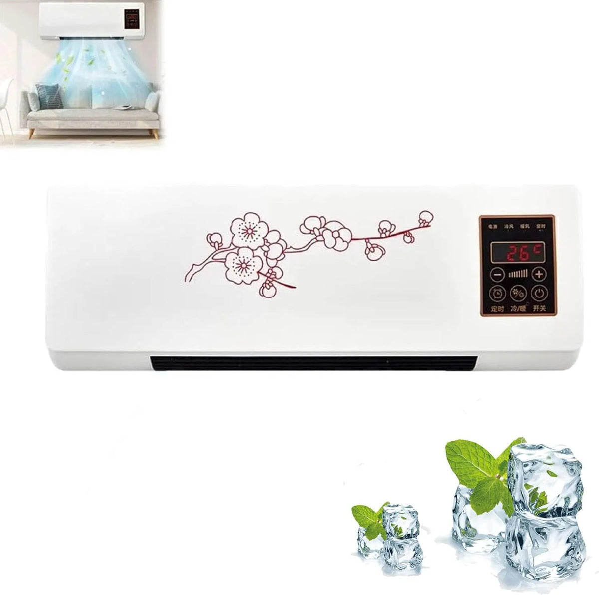 MESCXTY, Fordampningskølere, Waltelte, dukless aircondition 2000 W - bærbar aircondition med fjernbetjening, Hvid, 2000 W, 54 x 20 x 12 cm