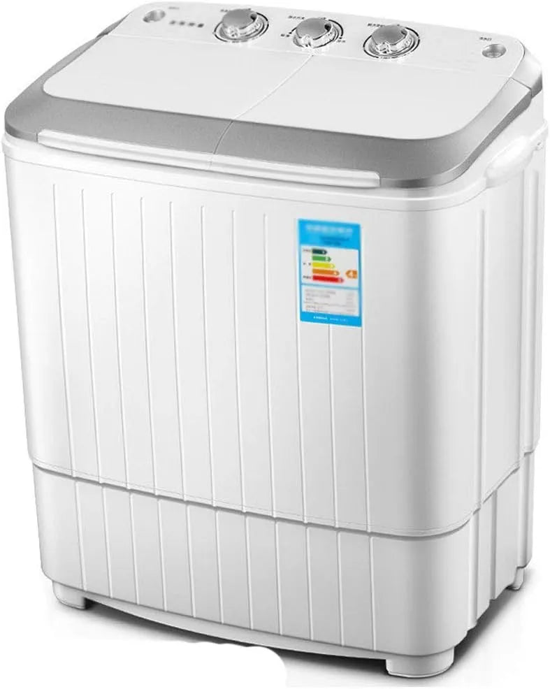 FMOPQ, Vaske-tørremaskiner, Dobbelt Barrel Mini Vaskemaskine Rustfrit stål Barrel Vaskemaskine Portable, Grå, 5.0KG, 3, 0KG, 220V, 50Hz