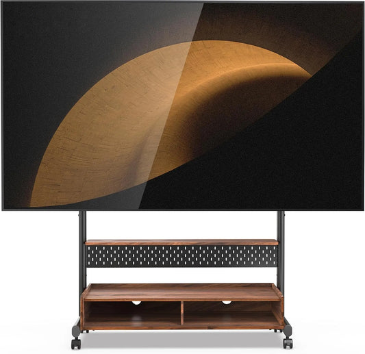 FITUEYES, Stativfødder, FITUEJA TV stand Rolling bar med to rum til 70- 100 tommer, op til 80 kg, Sort, 80 kg, 100 inch, 1553 mm