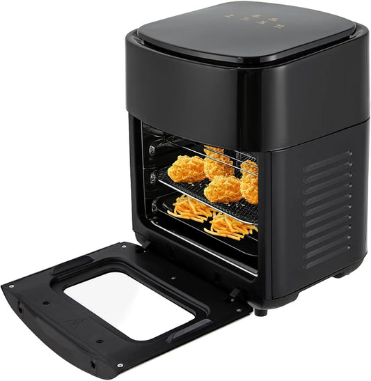 PINYELIN, Airfryere, 1400W Airfrier hot air friturekoger, 15L Smart Airfrier Herd Air friturekoger med, Sort / sølv, 1400W, 15L, 12, 5 l, 220V