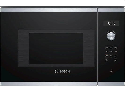 Bosch BFL524MS0, Solo-mikrobølgeovne, 5cm serie 6 bygget i mikroovn, 38 x 60 cm, 800 W, drejelig 25, 5 cm, dørstop til, Sølv