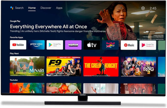MEDION X14307, TV'er, (MD 31170) 108 cm (43 inches) QLED-tv (Android TV, 4K, Dolby Vision HDR, Dolby, Sort, 108 cm, 43 inch, QLED