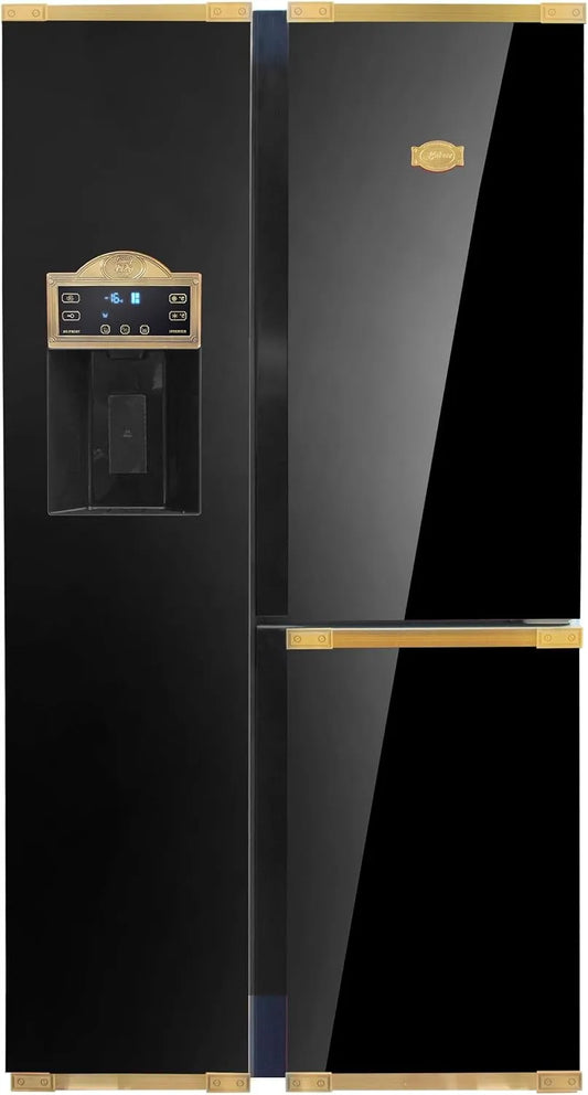 Kaiser, Køle-/fryseskabe, Side- by- Side Køleskab KS 90300 AD Bio • Art Deco Køleskabe - Fryser 538L •, Antracit / guld, 538L, 183 × 91, 1 × 69